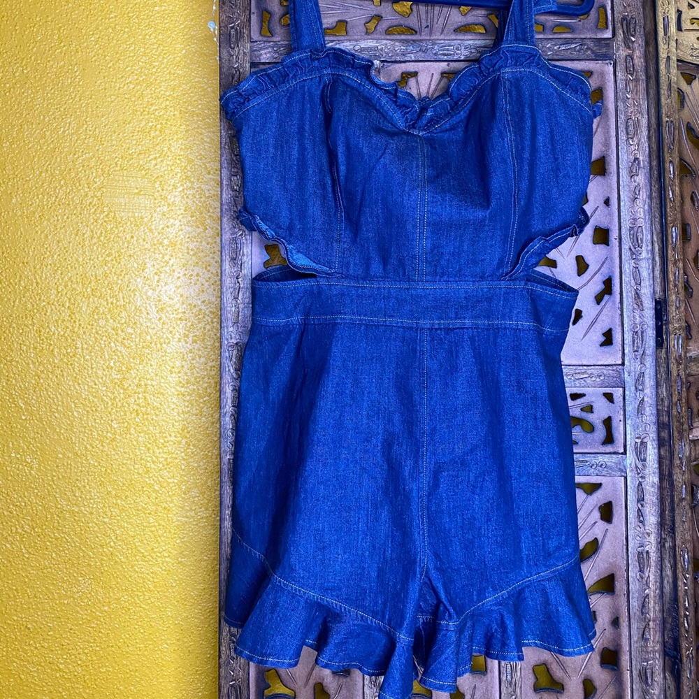 Jean overalls “romper” new with tags